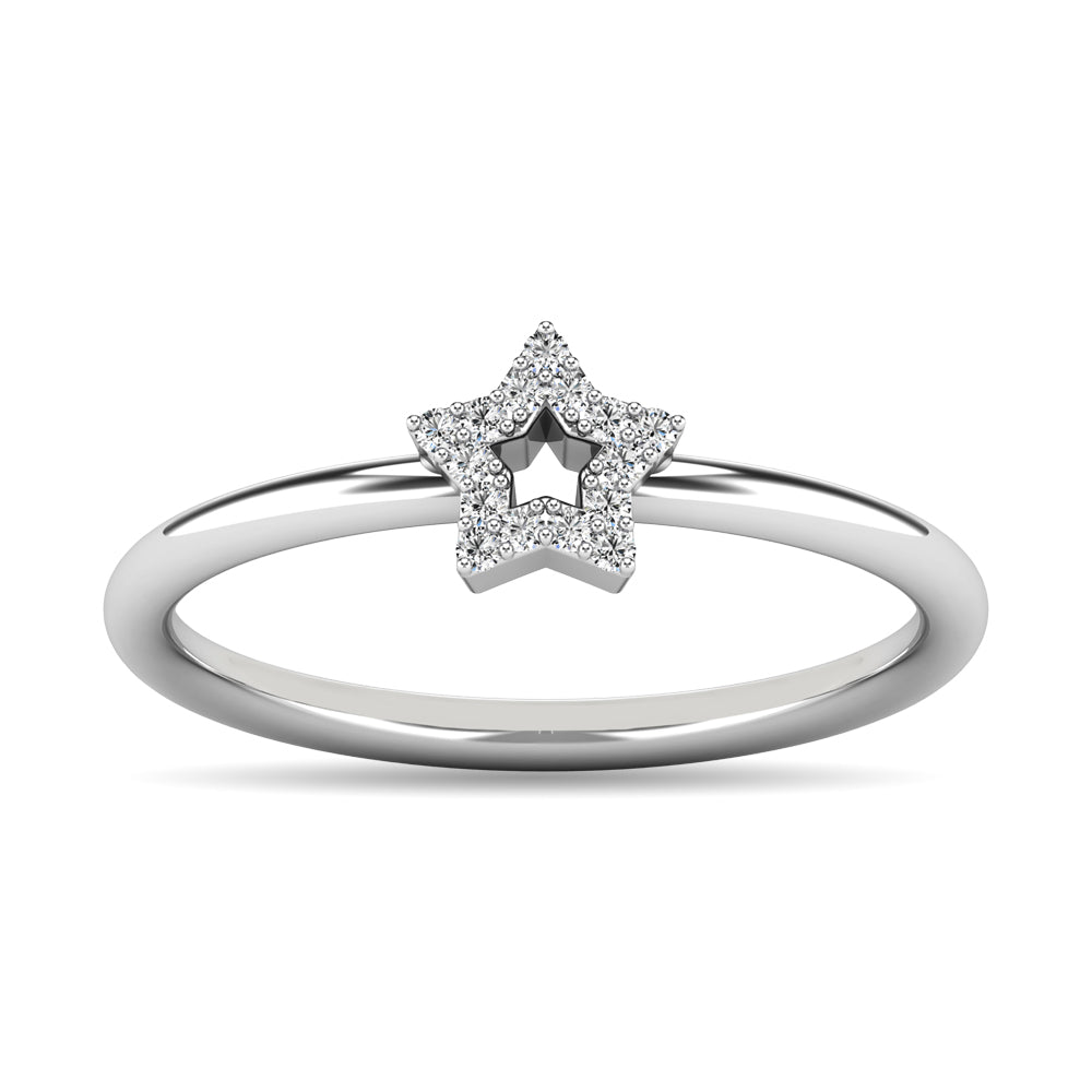 Diamond 1/20 ct tw Star Ring in 10K White Gold