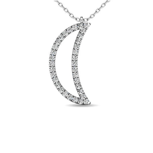 Diamond 1/10 ct tw Moon Pendant in 10K White Gold