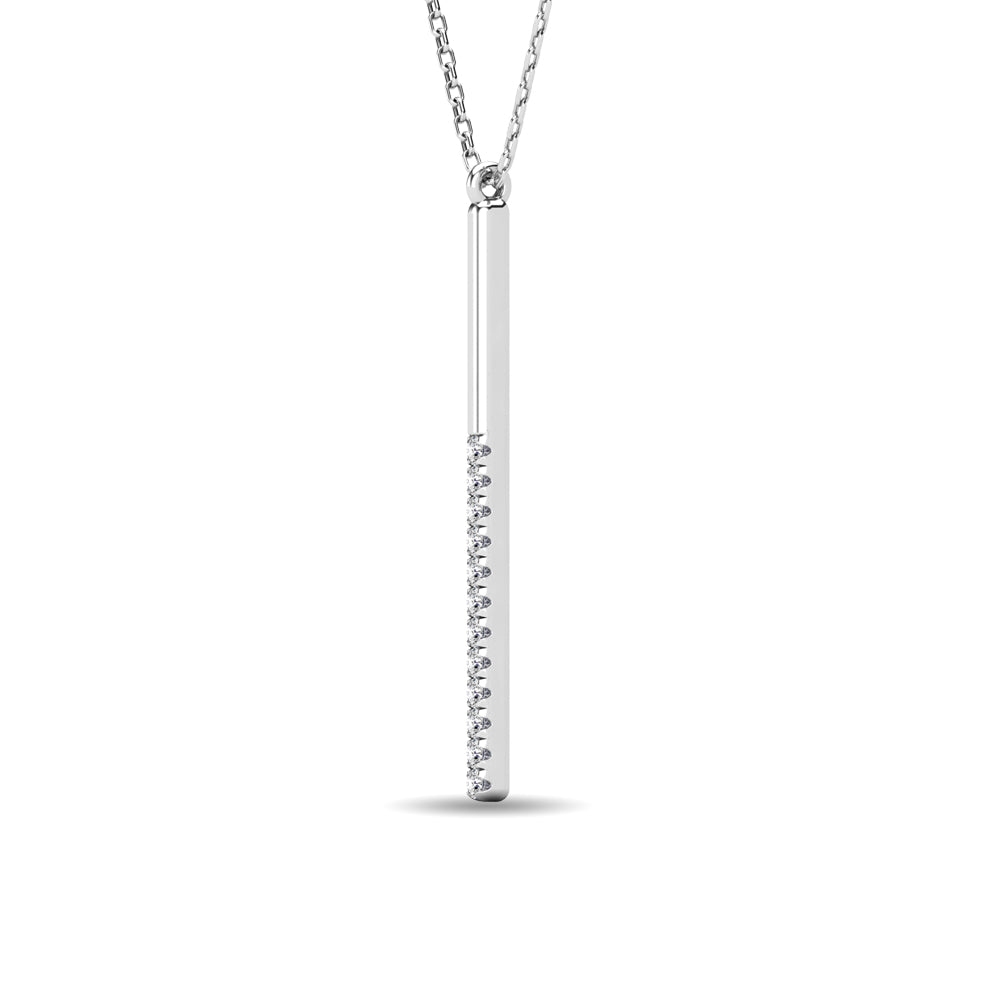 Diamond 1/8 ct tw Diamline Bar Pendant in 10K White Gold