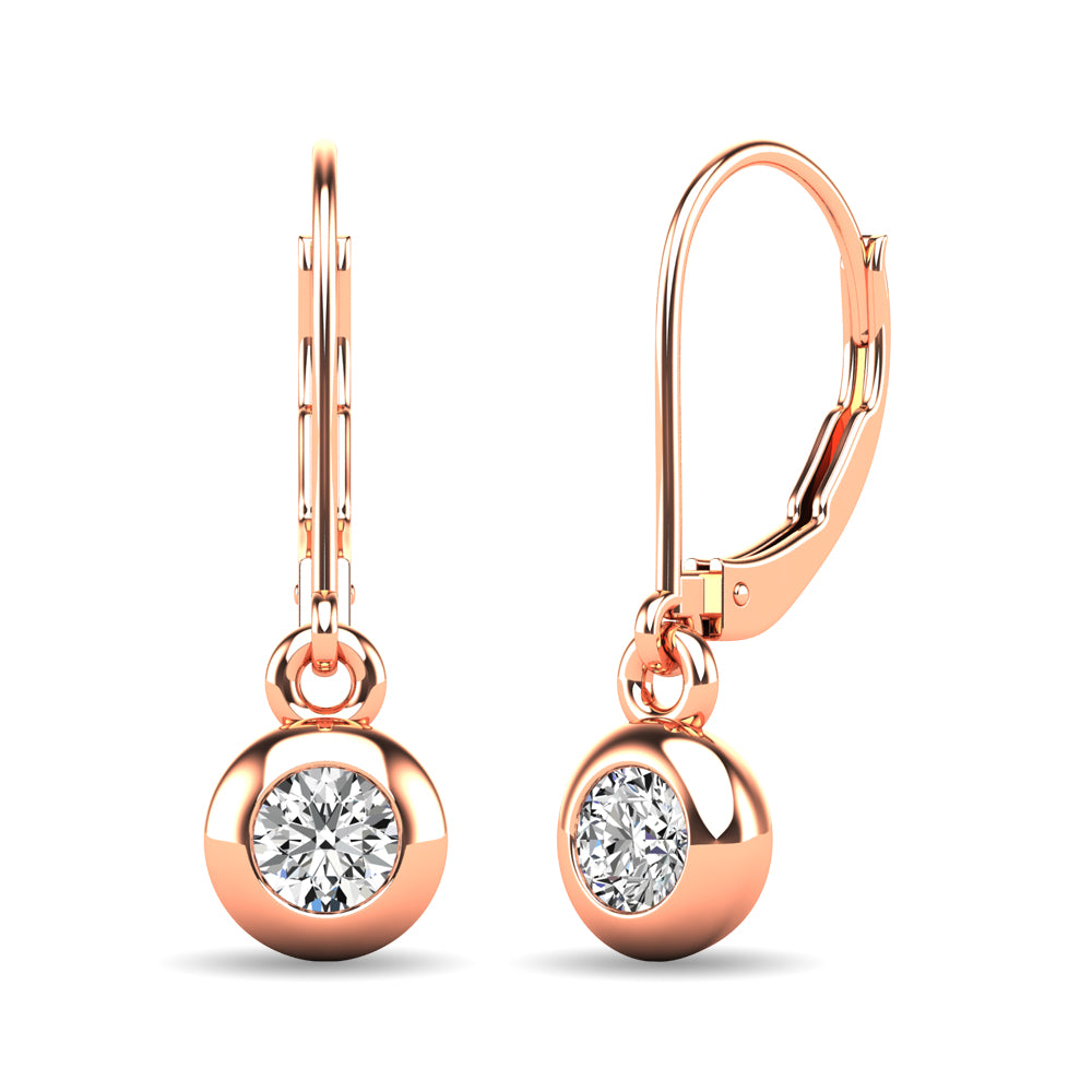 Diamond 1/10 ct tw Bezel Set Earrings in 10K Rose Gold