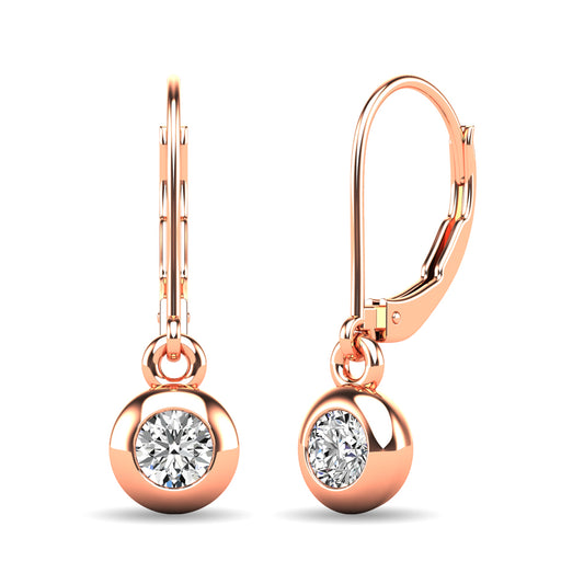 Diamond 1/10 ct tw Bezel Set Earrings in 10K Rose Gold
