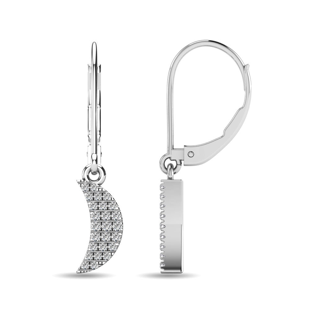 Diamond 1/10 ct tw Moon Dangle Earrings in 10K White Gold