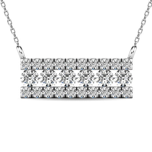 Diamond 1/4 ct tw Bar Necklace in 14K White Gold