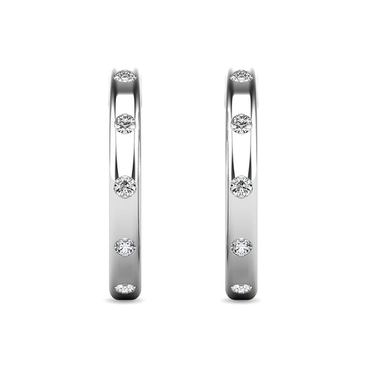 Diamond 1/10 ct tw Hoop Earrings in 10K White Gold