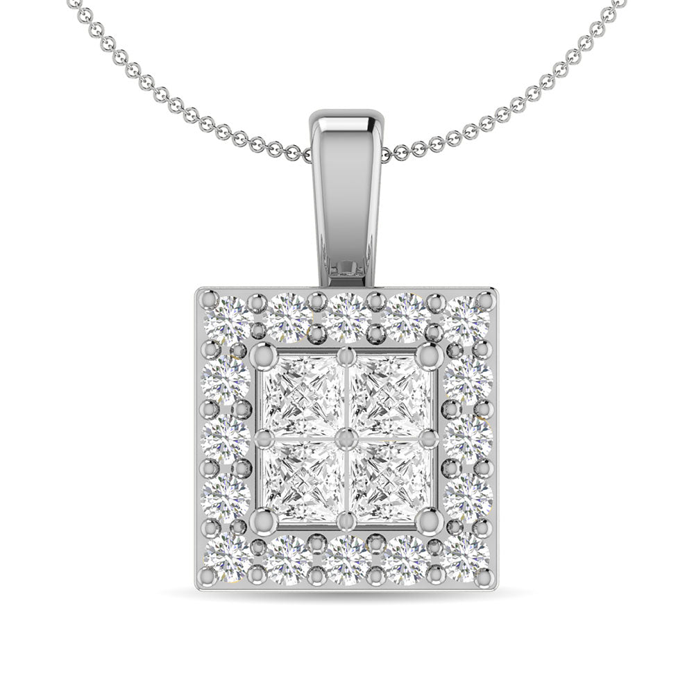 Diamond 1/3 Ct.Tw. Round and Princess Fashion Pendant in 14K White Gold