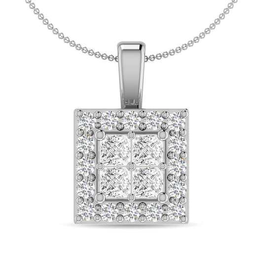 Diamond 1/3 Ct.Tw. Round and Princess Fashion Pendant in 14K White Gold