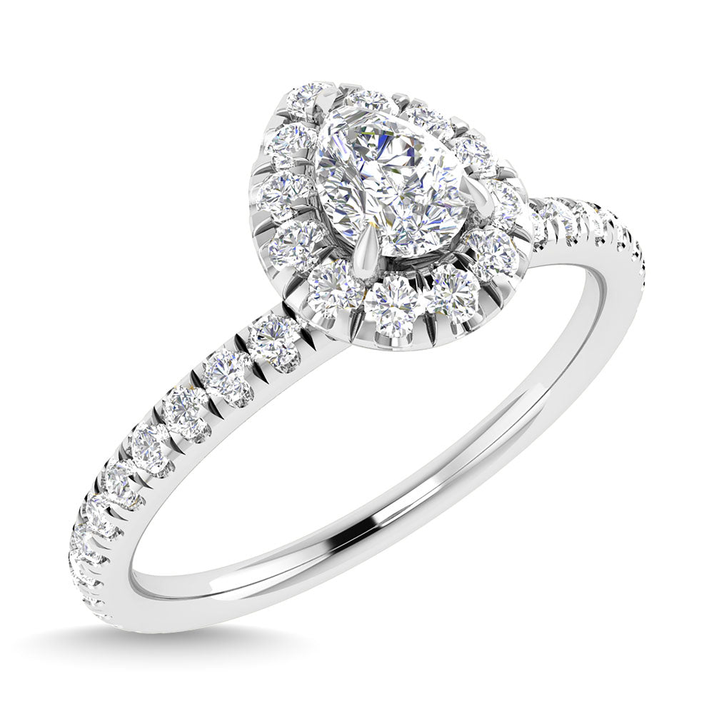 Diamond 3/4 Ct.Tw. Pear Cut Engagement Ring in 14K White Gold