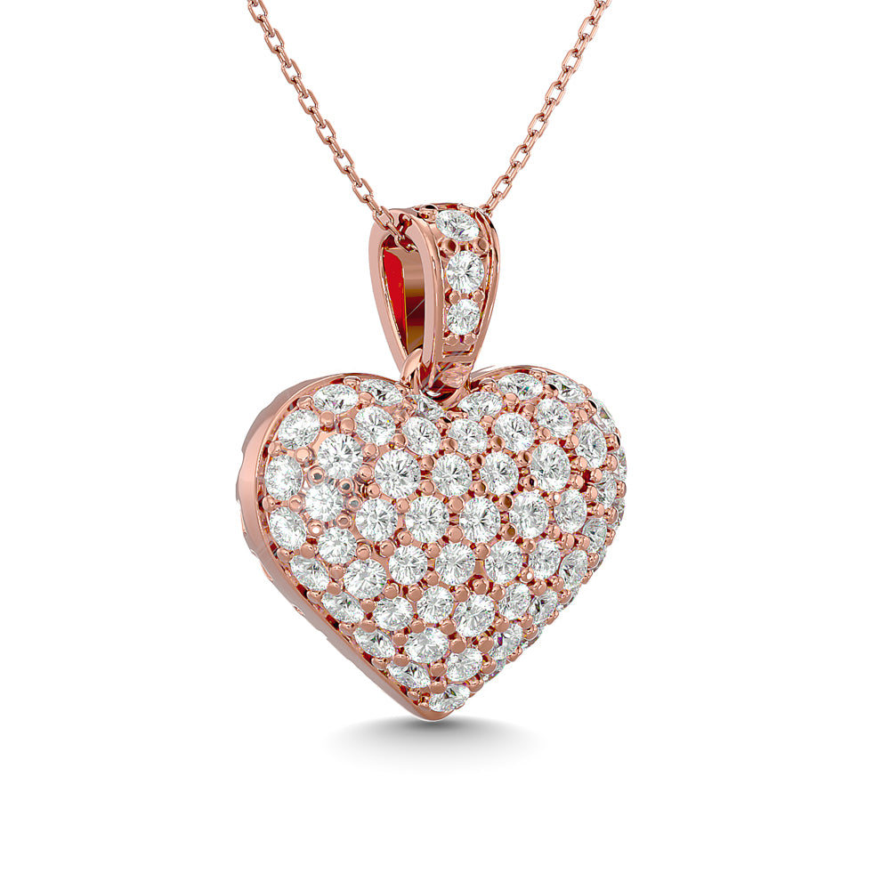 Diamond 1 1/2 ct tw Heart Pendant in 10K Pink Gold