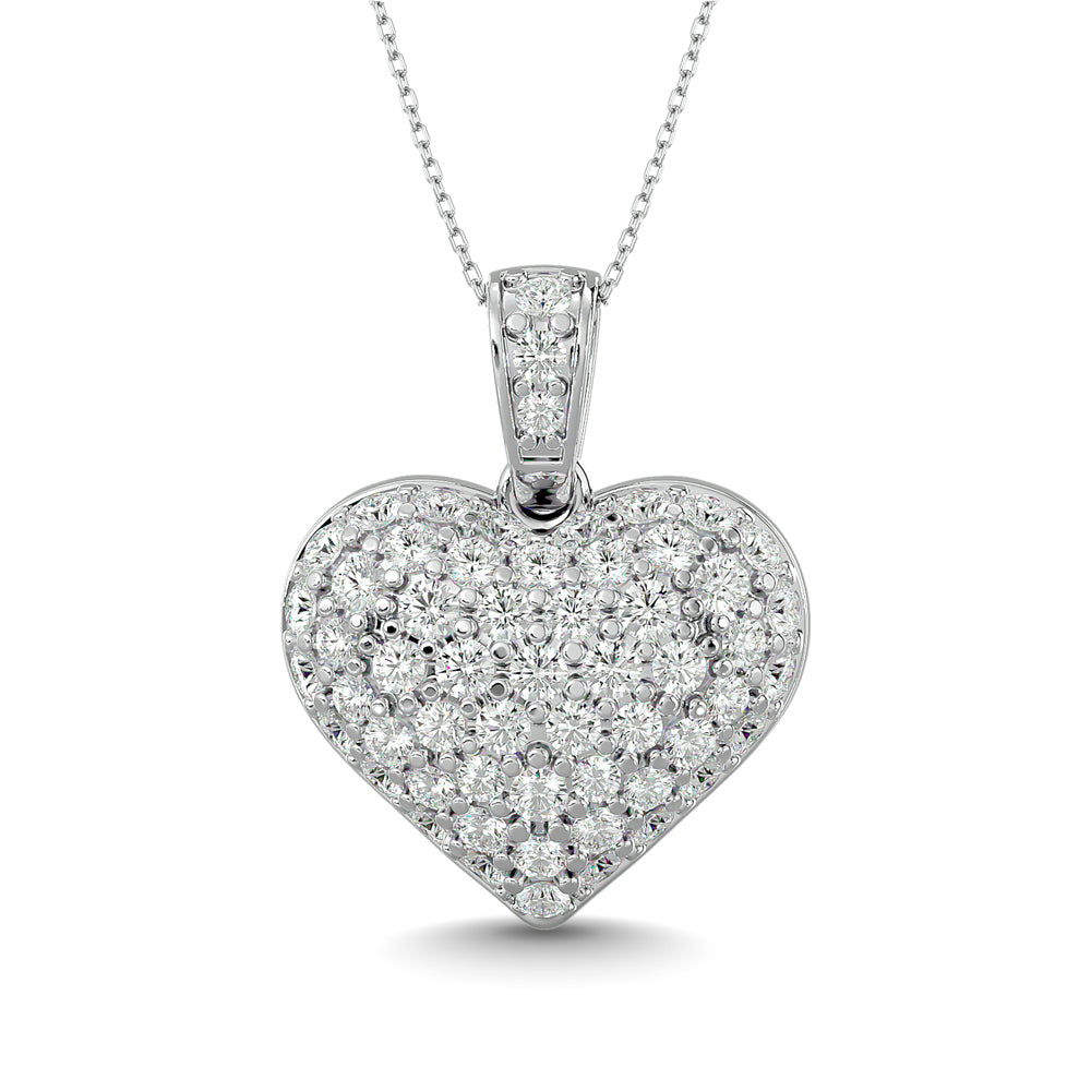 Diamond 1 1/2 ct tw Heart Pendant in 10K White Gold