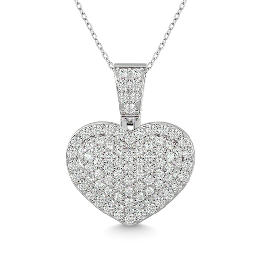 Diamond 1 ct tw Heart Pendant in 10K White Gold