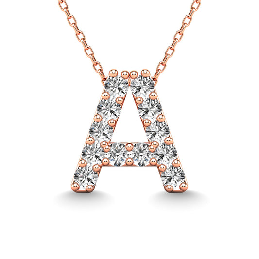 Diamond 1/8 Ct.Tw. Letter A Pendant in 14K Rose Gold"