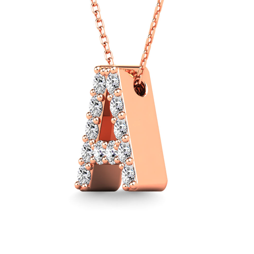 Diamond 1/8 Ct.Tw. Letter A Pendant in 14K Rose Gold"