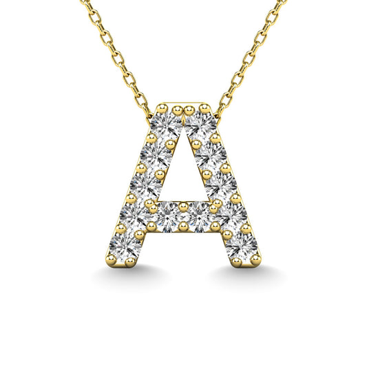 Diamond 1/8 Ct.Tw. Letter A Pendant in 14K Yellow Gold"