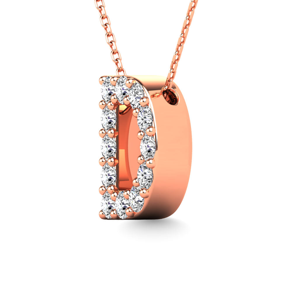 Diamond 1/8 Ct.Tw. Letter D Pendant in 14K Rose Gold"