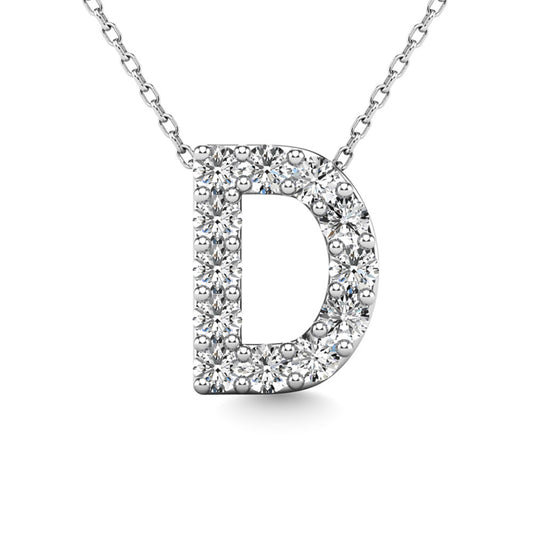 Diamond 1/8 Ct.Tw. Letter D Pendant in 14K White Gold"