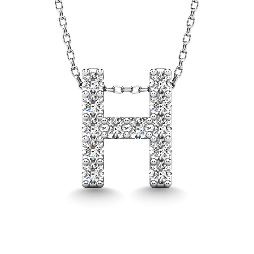 Diamond 1/8 Ct.Tw. Letter H Pendant in 14K White Gold"