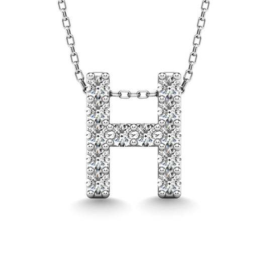 Diamond 1/8 Ct.Tw. Letter H Pendant in 14K White Gold"