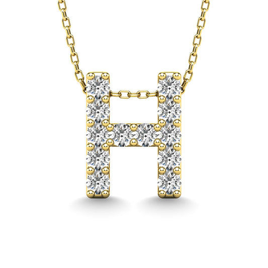 Diamond 1/8 Ct.Tw. Letter H Pendant in 14K Yellow Gold"