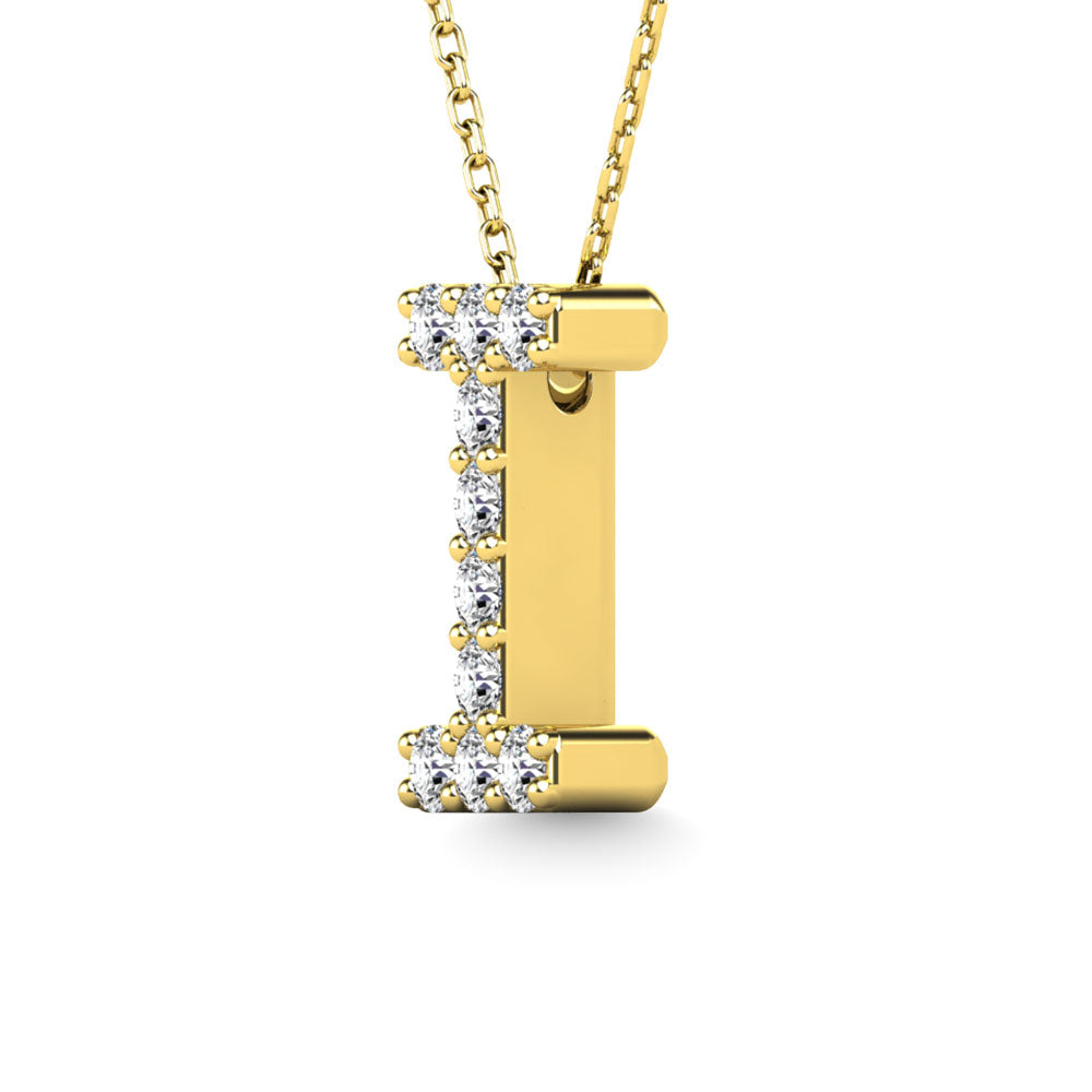 Diamond 1/10 Ct.Tw. Letter I Pendant in 14K Yellow Gold"