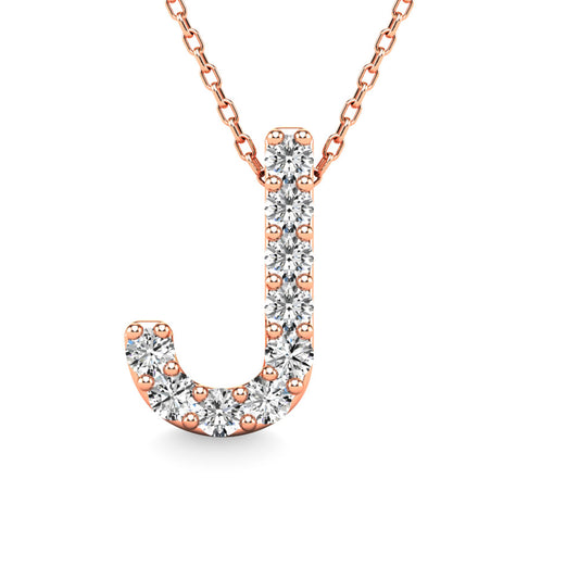 Diamond 1/10 Ct.Tw. Letter J Pendant in 14K Rose Gold"