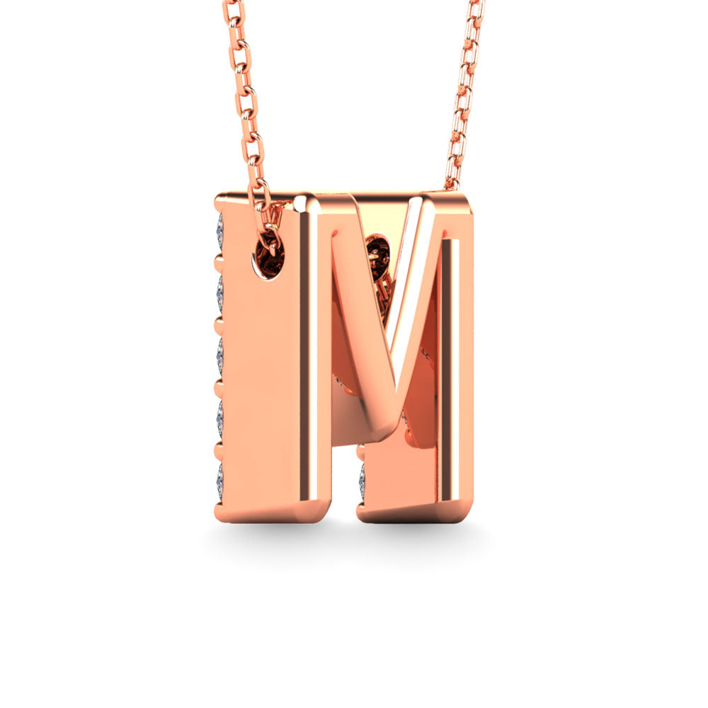 Diamond 1/6 Ct.Tw. Letter M Pendant in 14K Rose Gold"