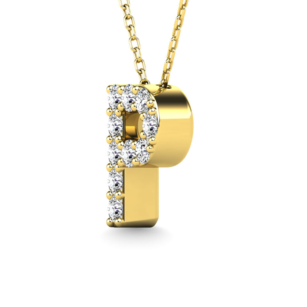 Diamond 1/10 Ct.Tw. Letter P Pendant in 14K Yellow Gold"