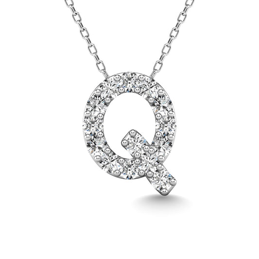 Diamond 1/6 Ct.Tw. Letter Q Pendant in 14K White Gold"