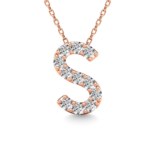 Diamond 1/10 Ct.Tw. Letter S Pendant in 14K Rose Gold"