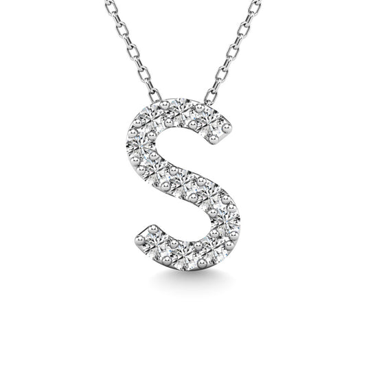 Diamond 1/10 Ct.Tw. Letter S Pendant in 14K White Gold"