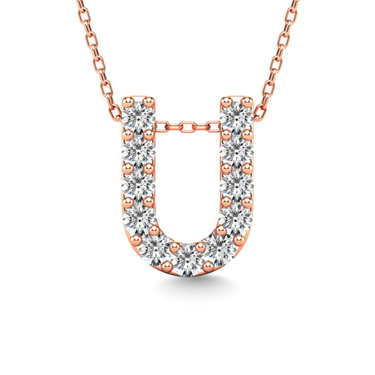 Diamond 1/10 Ct.Tw. Letter U Pendant in 14K Rose Gold"