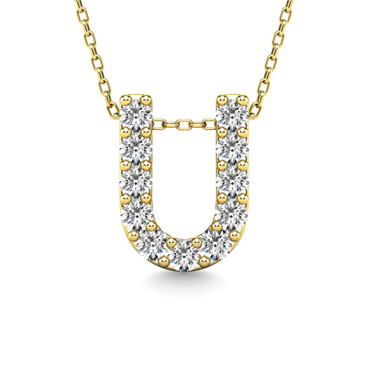 Diamond 1/10 Ct.Tw. Letter U Pendant in 14K Yellow Gold"