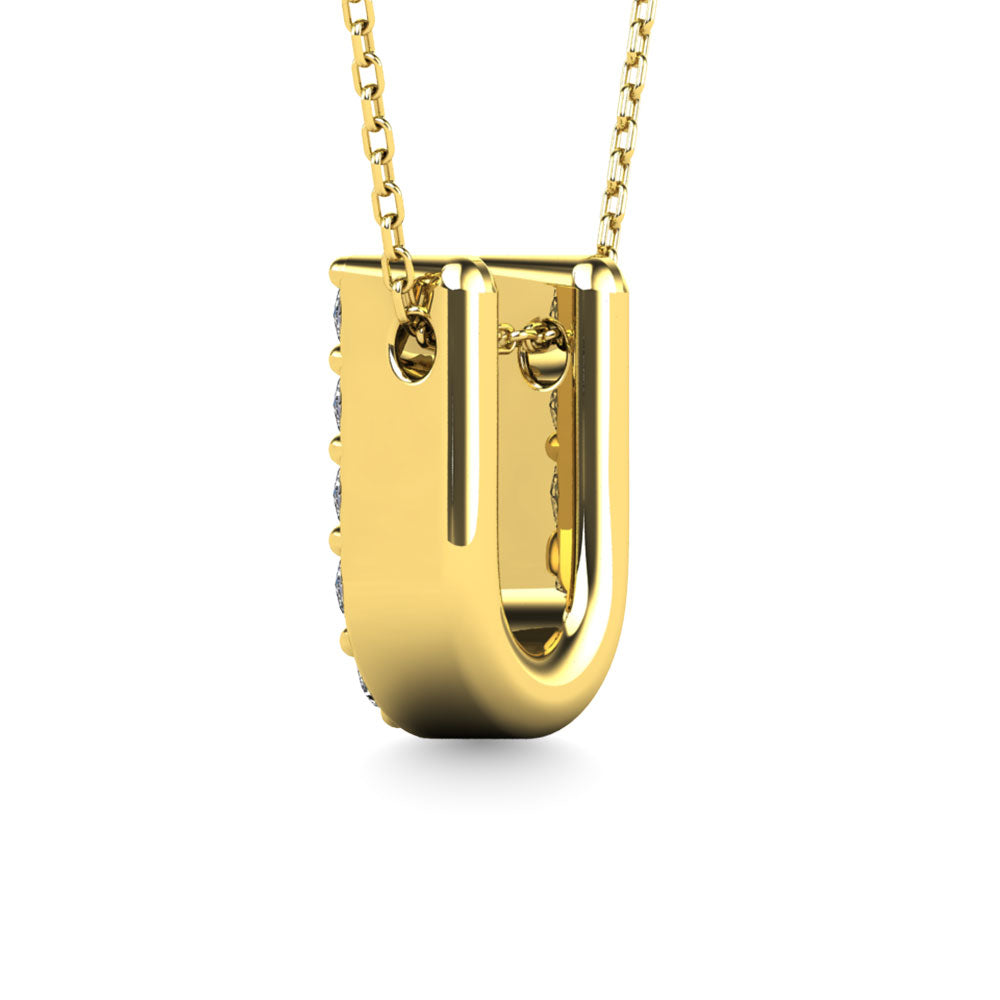 Diamond 1/10 Ct.Tw. Letter U Pendant in 14K Yellow Gold"