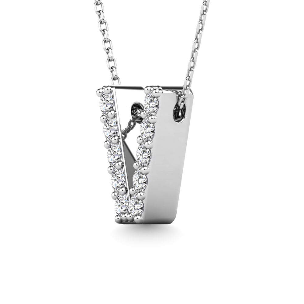 Diamond 1/10 Ct.Tw. Letter V Pendant in 14K White Gold"