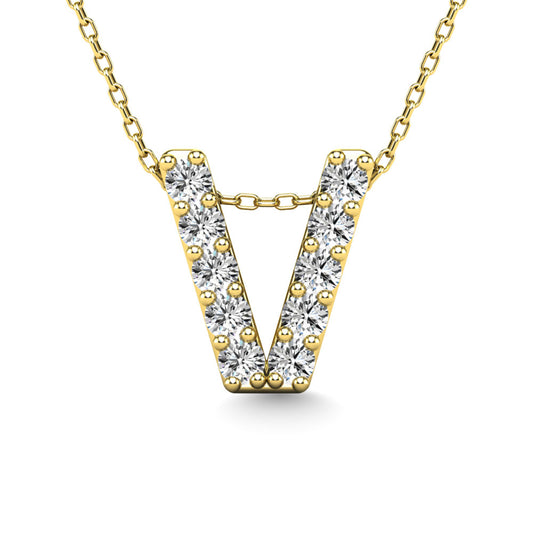 Diamond 1/10 Ct.Tw. Letter V Pendant in 14K Yellow Gold"