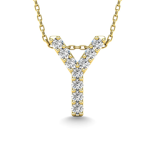 Diamond 1/10 Ct.Tw. Letter Y Pendant in 14K Yellow Gold"