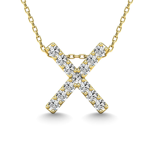 Diamond 1/8 Ct.Tw. Letter X Pendant in 14K Yellow Gold"