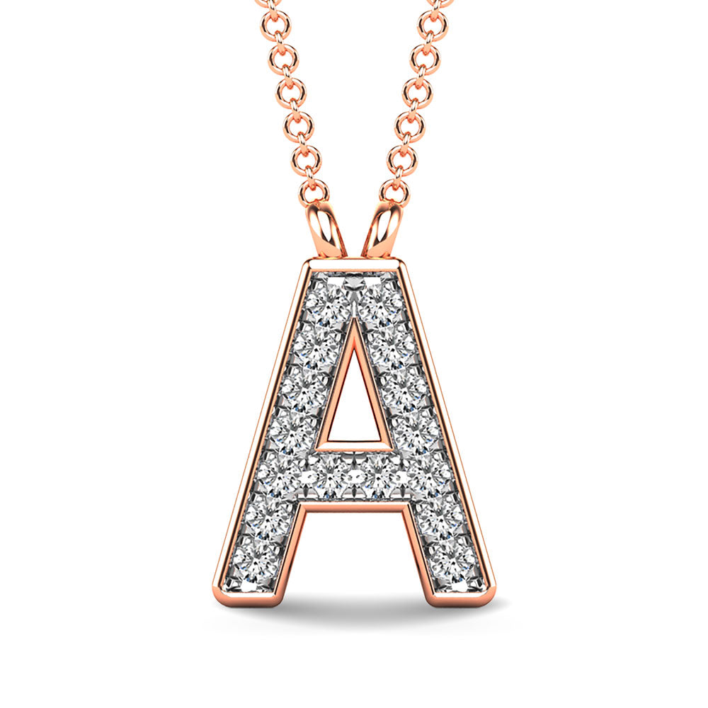 Diamond 1/20 Ct.Tw. Letter A Pendant in 10K Rose Gold