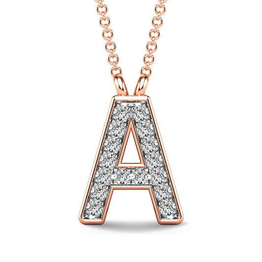 Diamond 1/20 Ct.Tw. Letter A Pendant in 10K Rose Gold