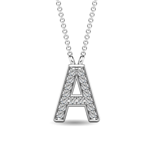 Diamond 1/20 Ct.Tw. Letter A Pendant in 10K White Gold