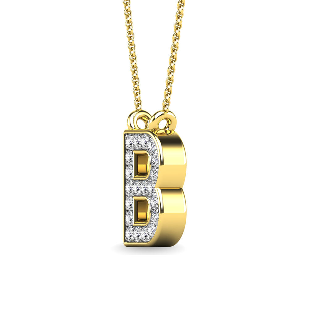 Diamond 1/20 Ct.Tw. Letter B Pendant in 10K Yellow Gold