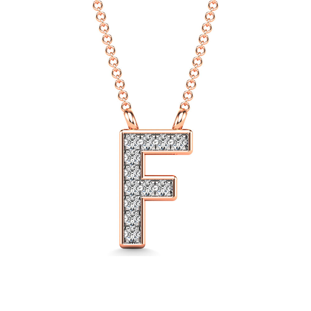 Diamond 1/20 Ct.Tw. Letter F Pendant in 10K Rose Gold