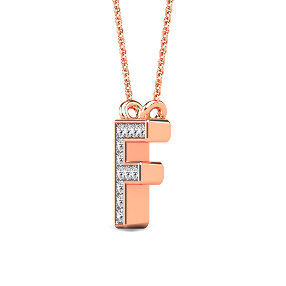 Diamond 1/20 Ct.Tw. Letter F Pendant in 10K Rose Gold