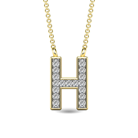 Diamond 1/20 Ct.Tw. Letter H Pendant in 10K Yellow Gold