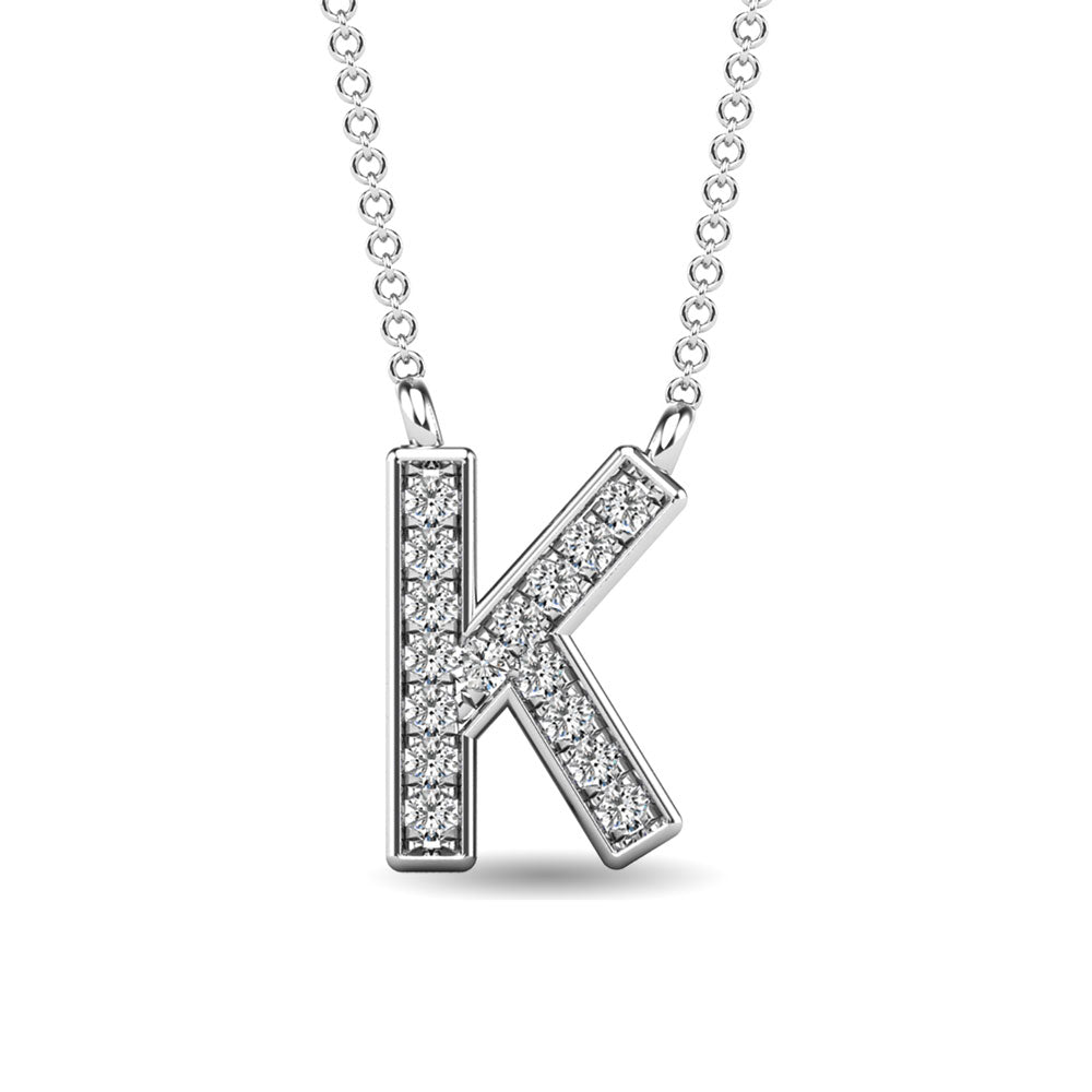 Diamond 1/20 Ct.Tw. Letter K Pendant in 10K White Gold