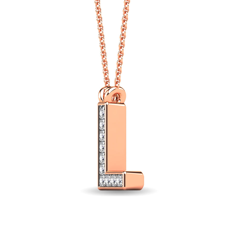 Diamond 1/20 Ct.Tw. Letter L Pendant in 10K Rose Gold