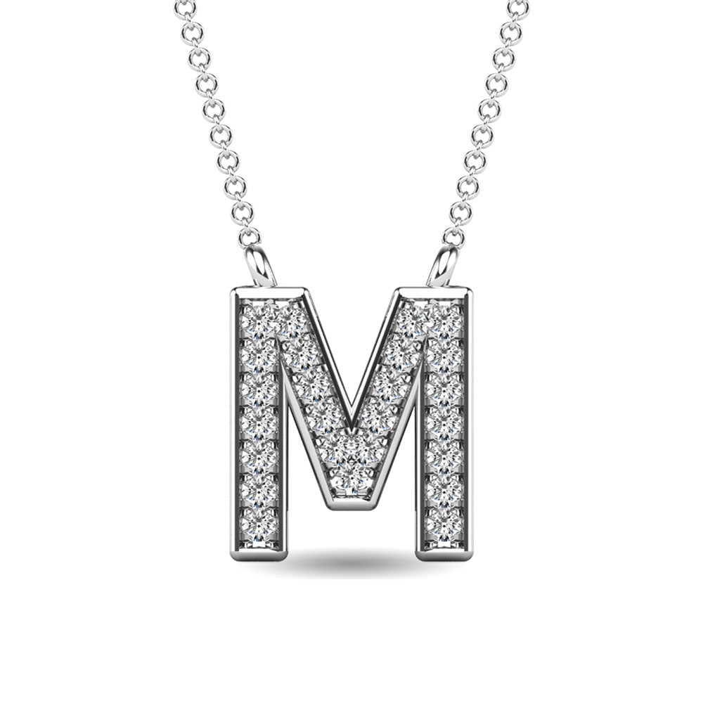 Diamond 1/20 Ct.Tw. Letter M Pendant in 10K White Gold