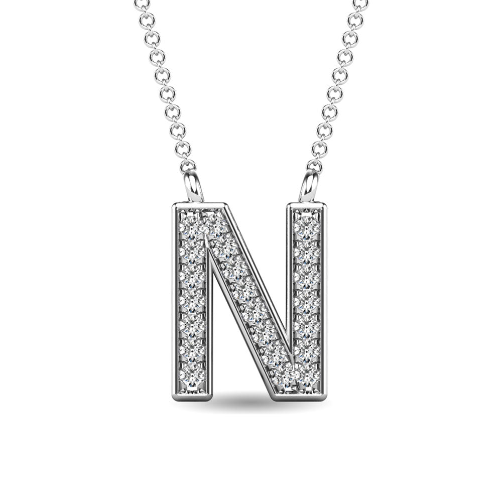 Diamond 1/20 Ct.Tw. Letter N Pendant in 10K White Gold