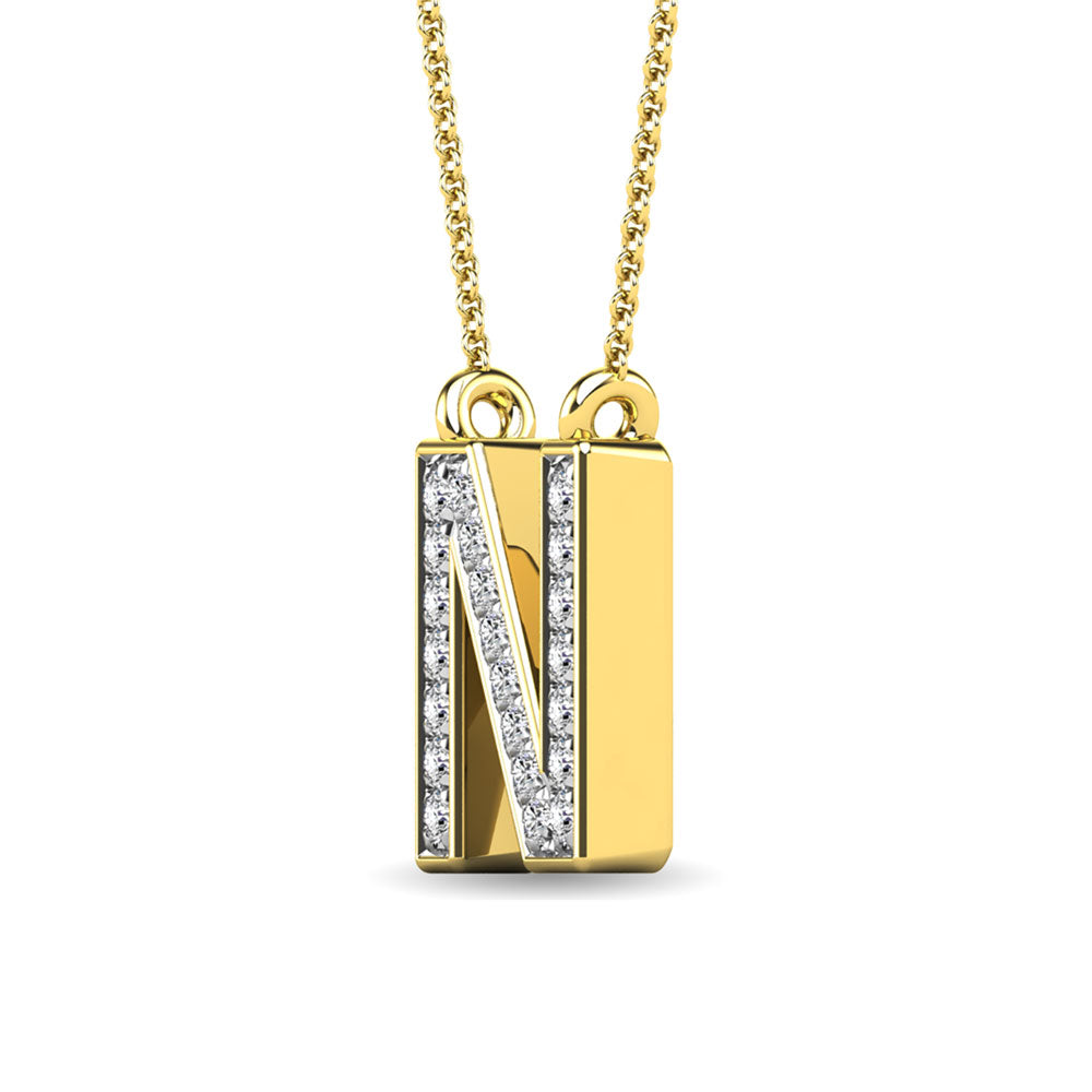 Diamond 1/20 Ct.Tw. Letter N Pendant in 10K Yellow Gold