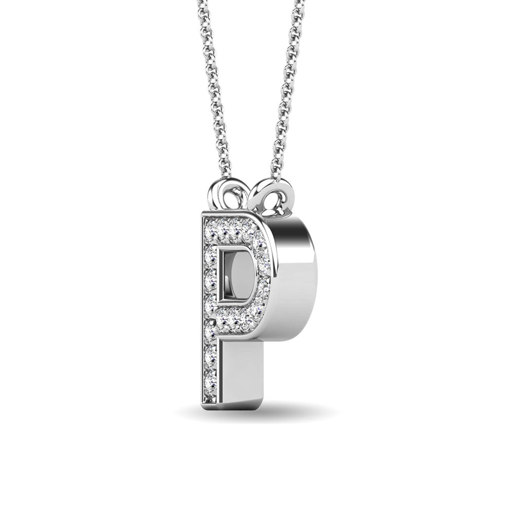 Diamond 1/20 Ct.Tw. Letter P Pendant in 10K White Gold