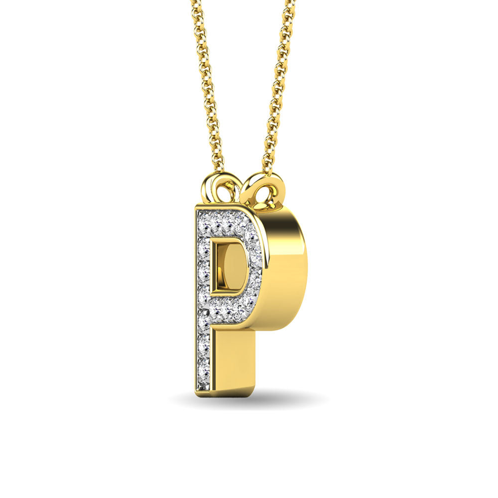 Diamond 1/20 Ct.Tw. Letter P Pendant in 10K Yellow Gold